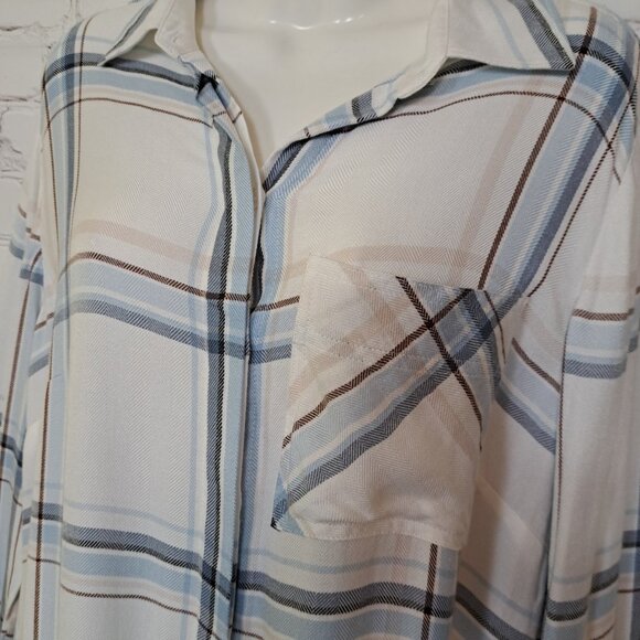 White House Black Market Ultrasoft Plaid Button Up Top Size 10 - Picture 5 of 8